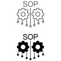 sop Symbol Vektor Satz, Standard Betriebs Verfahren Illustration Zeichen Sammlung.