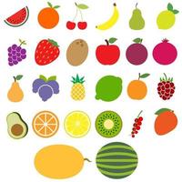 frukt vektor ikon uppsättning. vitaminer. veganism illustration tecken samling. bruka symbol eller logotyp.