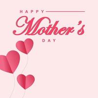 Lycklig mödrar dag 3d realistisk bakgrund illustration med rosa hjärta formad vektor och kopia Plats område