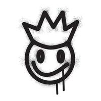 leende ansikte uttryckssymbol bär krona med svart spray måla vektor