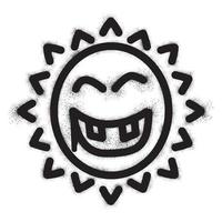 lächelnd Sonne Emoticon Graffiti mit schwarz sprühen Farbe vektor