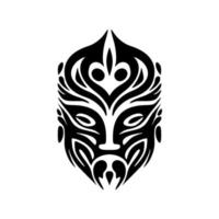 vektor illustration av en polynesisk tatuering design skildrar en mask i svart och vit