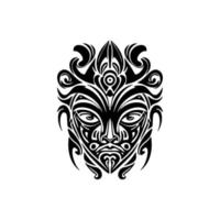 Vektor skizzieren von polynesisch Maske im schwarz und Weiß wie ein tätowieren