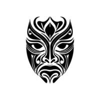Vektor Illustration von ein polynesisch Maske im schwarz und Weiß.