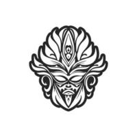Vektor Illustration von ein polynesisch Maske tätowieren im schwarz und Weiß