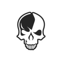 ein Logo mit ein schwarz und Weiß Schädel Illustration vektor