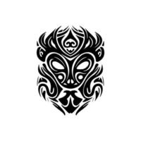 Vektor Zeichnung von ein polynesisch Maske tätowieren im schwarz und Weiß.