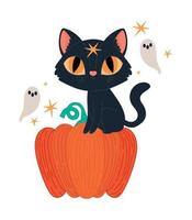 halloween katt och spöken vektor