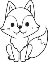 Fuchs Tier Karikatur Gekritzel kawaii Anime Färbung Seite süß Illustration Zeichnung Clip Kunst Charakter Chibi Manga Comic vektor