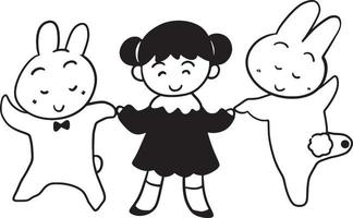 kanin roligt flicka tecknad serie klotter söt anime färg sida söt illustration ClipArt karaktär chibi manga komisk teckning linje konst fri ladda ner png bild vektor