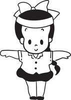 Mädchen Verbreitung Waffen Schüler Karikatur Gekritzel kawaii Anime Färbung Seite süß Illustration Zeichnung Clip Kunst Charakter vektor