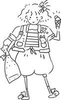 Mode Karikatur Gekritzel kawaii Anime Färbung Seiten süß Illustration Clip Art Charakter Chibi Manga Comic Zeichnung Schlittschuh vektor