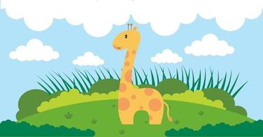 niedliche Tiere des Giraffenvektors im Karikaturstil, wildes Tier, Entwürfe für Babykleidung. handgezeichnete Zeichen vektor