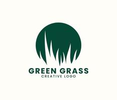 Negativ Raum Grün Gras Logo vektor