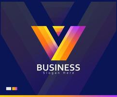 Digital kreativ v Brief Logo Vorlage Marke, Gradient Farbe mit 3d Design mit Prämie Vektor. kreativ Hallo Qualität minimal Geschäft modern Brief v Logo Design. vektor