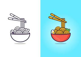 pho spaghetti vektor illustration, kvalitet vattenfärg bakgrund med premie vektor. kreativ minimal utsökt pho spaghetti illustration klämma konst design.