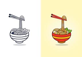 pho med spaghetti kreativ illustration, bäst färgrik asiatisk mat spaghetti recept klämma konst. kreativ minimal utsökt spaghetti illustration klämma konst design. vektor