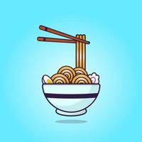 pho och spaghetti vektor illustration med matpinne, bäst utsökt asiatisk mat illustration, premie hög kvalitet bäst utsökt pho spaghetti illustration klämma konst design.