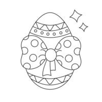 påsk ägg med prydnad och rosett. linje konst. vektor illustration.