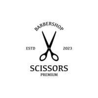 eben Schere Barbier Geschäft Logo Design Vektor Illustration