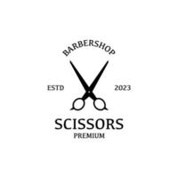 eben Schere Barbier Geschäft Logo Design Vektor Illustration