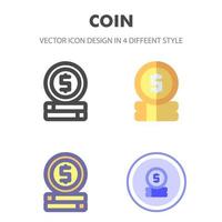 myntikonpaket i olika stilar vektor
