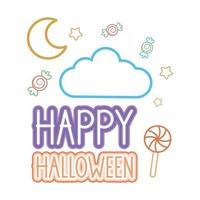Halloween Beschriftung und Wolke mit Süßigkeiten vektor