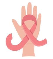 hand med bröst cancer band vektor