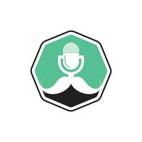 herre podcast logotyp design mall. mustasch podcast ikon. vektor