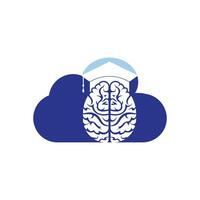 Gehirn und Abschluss Deckel mit Wolke Symbol Design. lehrreich und institutionell Logo Design. vektor
