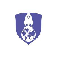 Globus-Raketen-Vektor-Logo-Design-Vorlage. Logo-Konzept für schnelle Verbindung. vektor