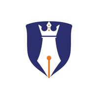 King-Pen-Vektor-Logo-Design. Royal Pen Crown Logo-Design-Vektor-Vorlage. vektor