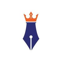 King-Pen-Vektor-Logo-Design. Royal Pen Crown Logo-Design-Vektor-Vorlage. vektor