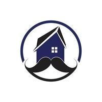 mustasch Hem vektor logotyp design. stark hus logotyp design begrepp.