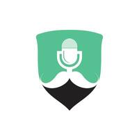 Gentleman-Podcast-Logo-Design-Vorlage. Schnurrbart-Podcast-Symbol. vektor