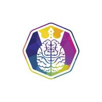 Smart King-Vektor-Logo-Design. menschliches gehirn mit kronenikonendesign. vektor