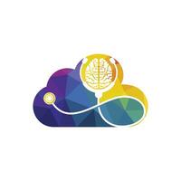 hjärna vård vektor logotyp mall. stetoskop och mänsklig hjärna ikon logotyp design.