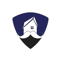 mustasch Hem vektor logotyp design. stark hus logotyp design begrepp.