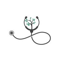 Gesundheits-Stethoskop-Vektor-Logo-Design. Stethoskop mit Baumsymbol-Vektordesign. vektor