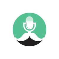 Gentleman-Podcast-Logo-Design-Vorlage. Schnurrbart-Podcast-Symbol. vektor