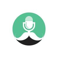 herre podcast logotyp design mall. mustasch podcast ikon. vektor