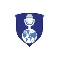 globales Podcast-Logo-Design. Broadcast-Entertainment-Business-Logo-Vorlage-Vektor-Illustration. vektor