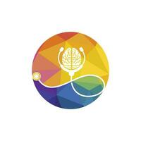 Vektor-Logo-Vorlage für die Gehirnpflege. Stethoskop und menschliches Gehirn-Symbol-Logo-Design. vektor