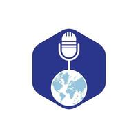 globales Podcast-Logo-Design. Broadcast-Entertainment-Business-Logo-Vorlage-Vektor-Illustration. vektor