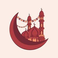 handritad illustration av ramadan kareem eller eid mubarak hälsningskoncept i vit bakgrund. vektor