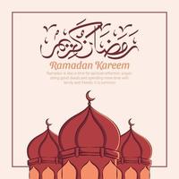 Hand gezeichnete Illustration des Ramadan Kareem oder Eid Mubarak Grußkonzepts im weißen Hintergrund. vektor