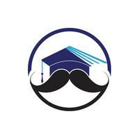 stark utbildning logotyp design mall. hatt gradering med mustasch ikon design. vektor