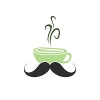 mustasch kaffe vektor logotyp design mall. kreativ kaffe affär logotyp begrepp.