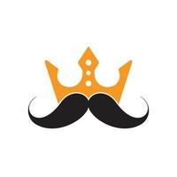 mustasch kung vektor logotyp design. elegant eleganta mustasch krona logotyp.