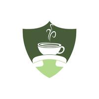 Kaffee-Call-Vektor-Logo-Design. Mobilteil und Cup-Symbol. vektor